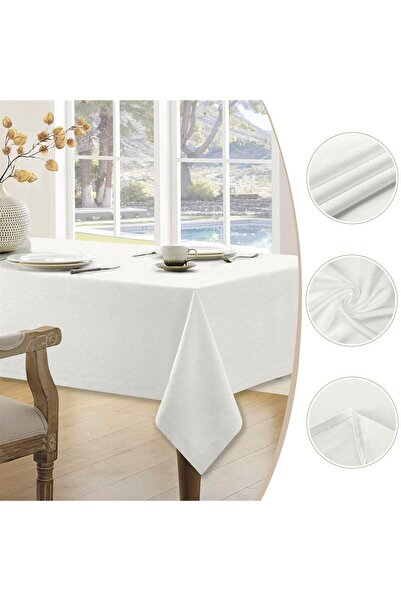 HomeBerry Keten Optik Beyaz Masa Örtüsü