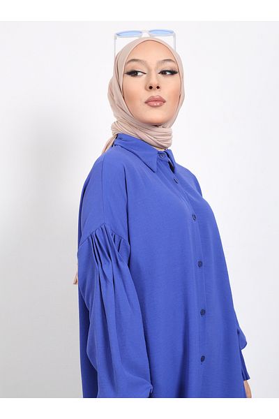VAV Blue Shoulder and Sleeve Ribbed Shirt - Vav