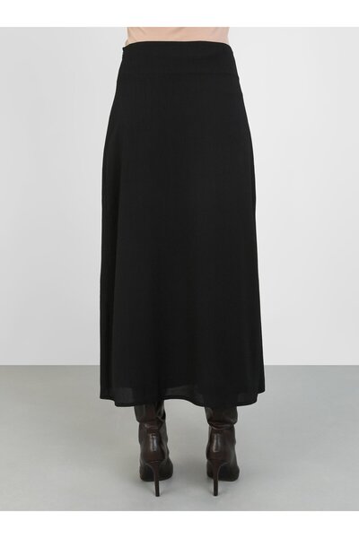 Refka Yandan Düğme Detaylı Etek - Siyah - Refka