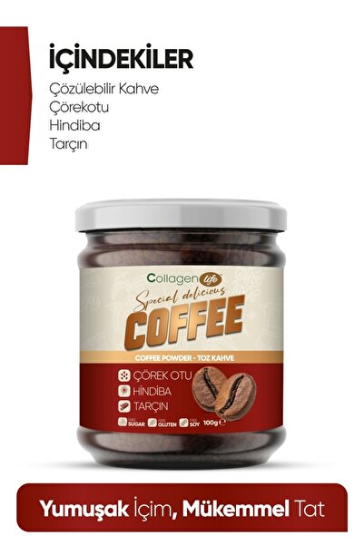 COLLAGEN LIFE Hindiba, Tarçın ve Çörekotu İçeren Detox Kahve Net 100gr