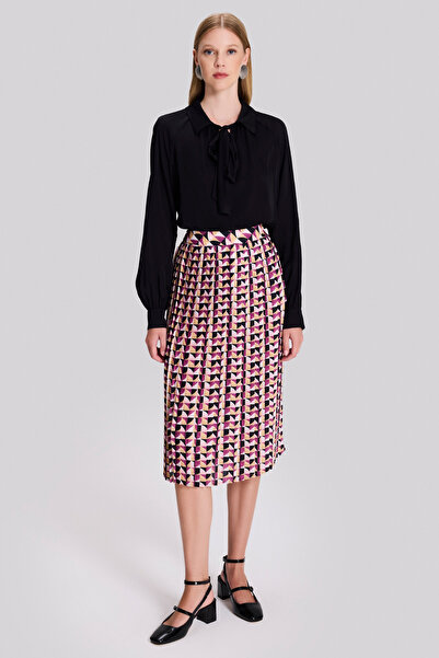 Naramaxx Monogram Desenli Piliseli Etek