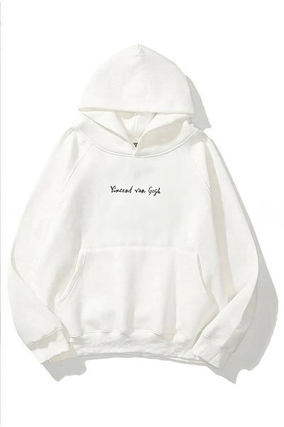 The Champ Clothing Φούτερ με κουκούλα Fleece Vincent Van Gogh με στάμπα λευκό Unisex φούτερ με κουκούλα