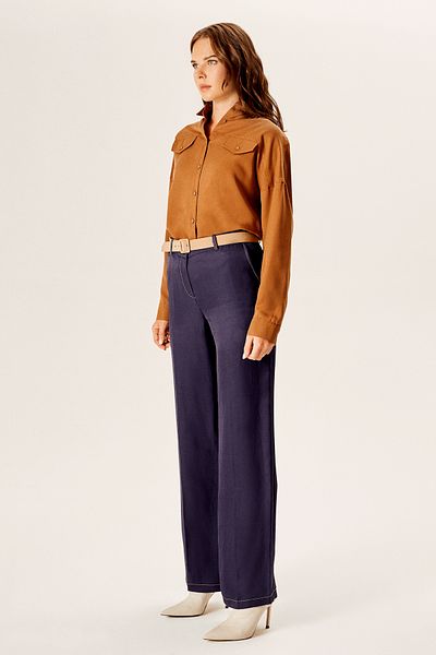 Naramaxx Wide Leg Denim Look Belted Trousers