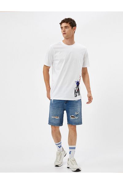 Koton Anime T-Shirt Printed Crew Neck Short Sleeve Cotton