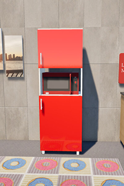 Lavanta Mobilya İmalat İDİL MDF KIRMIZI ÇOK AMAÇLI MUTFAK DOLABI (MİKRODALGA FIRIN DOLABI %100 MDF)