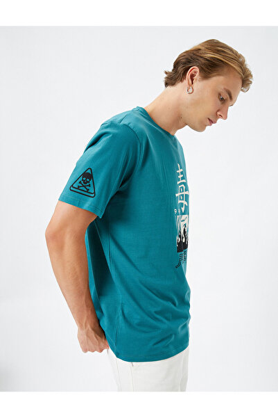 Koton Tricou cu mânecă scurtă cu mânecă scurtă, cu imprimeu, din bumbac