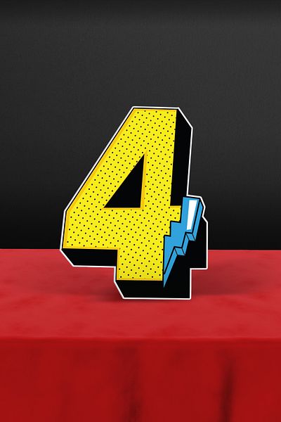 Hey Parti Super Hero Themed 4 Numbers Standing Board Table Ornament