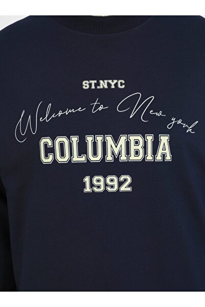 Benin Navy Blue Oversize Sweatshirt - Print Detail - Benin