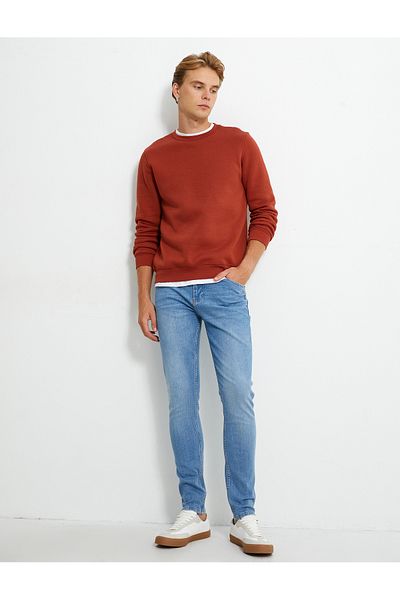 Koton 4wam40214nd Мъжки дънкови панталони Skinny Mıchael Светло индиго