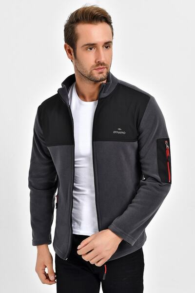 DYNAMO Ανδρικό μπουφάν από φλις τσέπη με φερμουάρ από ανθρακί