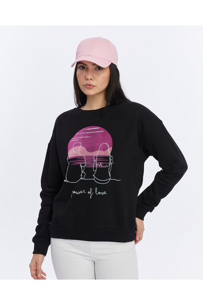 Gidia Γυναικείο φούτερ με βελούδινο σχέδιο ηλιοβασιλέματος, μαύρο μαλακό ανάγ...