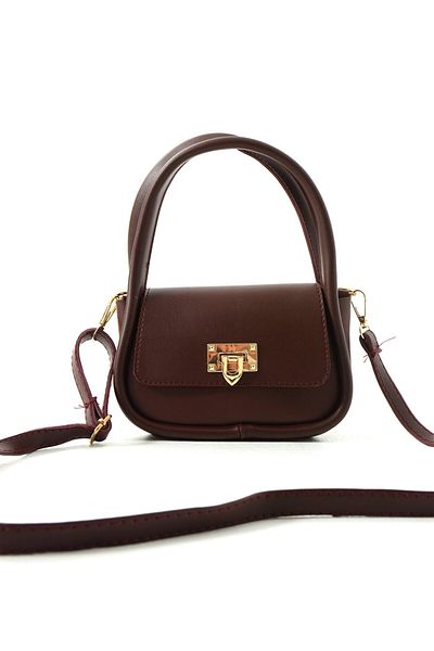 Judour Bags Geantă Burgundy Judour - Mâner de mână cu curea încrucișată reglabilă, cu detaliu de blocare și fitil