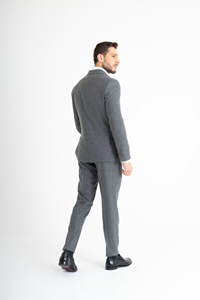 Suitmen Slim Fit Yelekli Takım Elbise - Gri