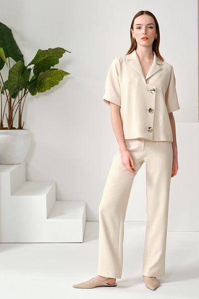 Naramaxx Wide Leg Textured Trousers