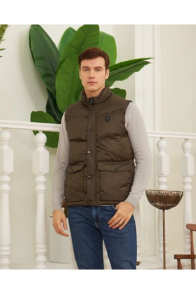 Danger Khaki Men's Puffer Vest - Pocket Detailed
