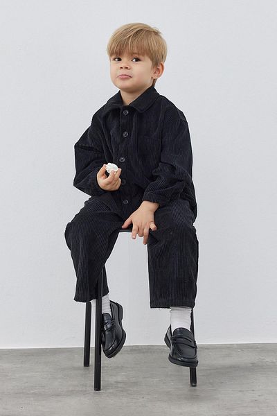 Tics Black Velvet Oversize Jacket Set