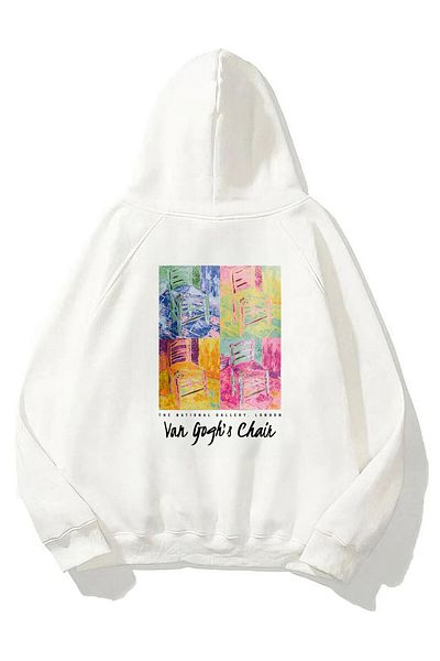 The Champ Clothing Φούτερ με κουκούλα Fleece Van Gogh's Chair με στάμπα λευκό Unisex φούτερ με κουκούλα