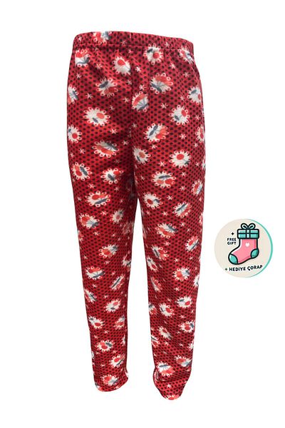 Ladytime Pocketless Winter Fleece Women's Sleepwear Bottom Single Bottom Je33 - Socks Gift