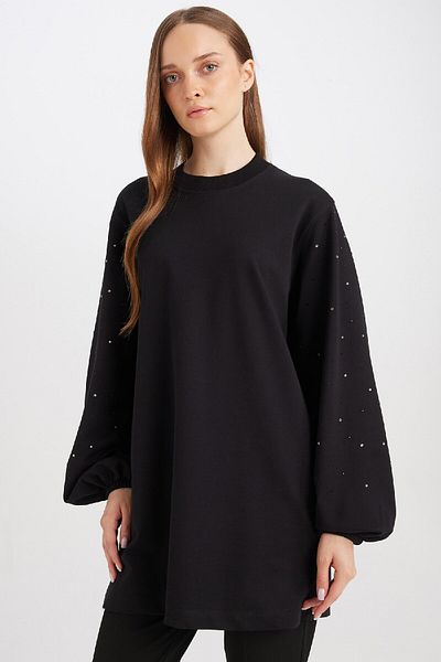 DeFacto Stone Detailed Crew Neck Long Sleeve Sweatshirt - Regular Fit D4803Ax24Au