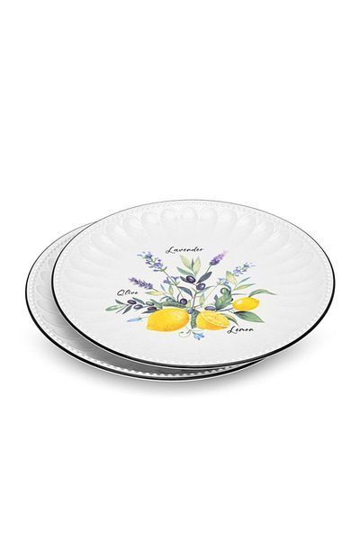 Fissman 2-Piece Plates Lemon Provence Series 26cm Porcelain
