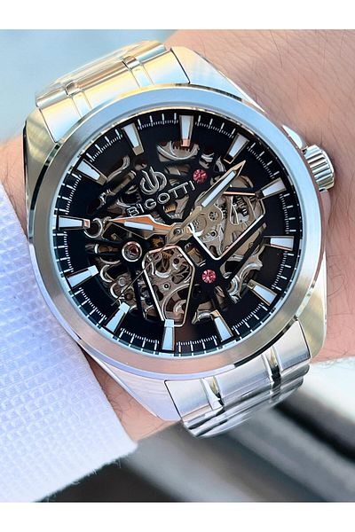 Bigotti Automatic and Wind up Case and Cord Steel 5 Atm Waterproof Men's Wristwatch Ebg.10642.X3