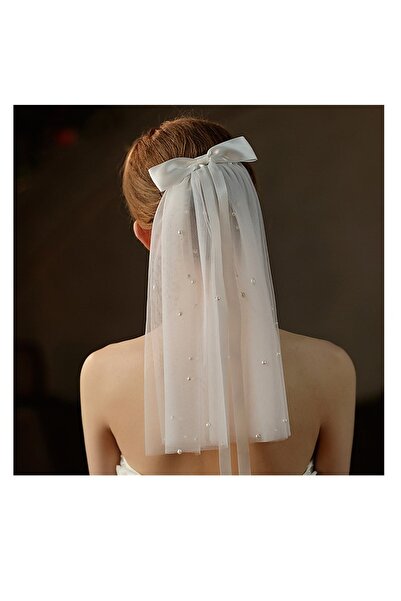 Limelia Voal de mireasă scurt cu perle Voal de mireasă lung din tul cu detalii de perle