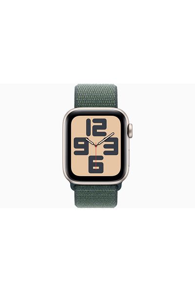 Apple Watch SE GPS 44mm Starlight Aluminium Case with Lake Green Sport Loop