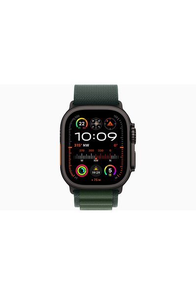 Apple Watch Ultra 2 Gps Cellular 49mm Black Titanium Case With Dark Green Alpine Loop - S