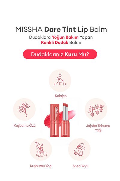 Missha Colored Lip Balm Dare Tint Lip Balm That Cares Intensely for Lips (02 Dewy Bery)