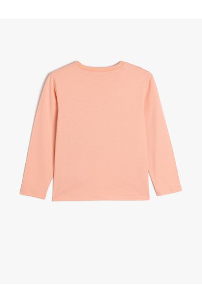 Koton Crew Neck Cotton Long Sleeve - Slogan Printed