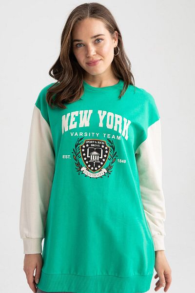 DeFacto University Printed Relax Fit Crew Neck Sweatshirt Tunik Z2073Az23Sp