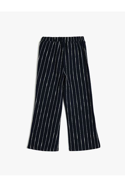 Koton Navy Blue Striped Girl's Trousers 5Wkg40223Ak