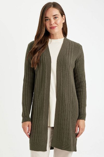 DeFacto Regular Fit Basic Plain Knitwear Tunic Cardigan D3712Ax24Au