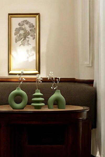 Green Decorative Vase Set Object Home Decoration Table Top Decor Vase Set Model 1001