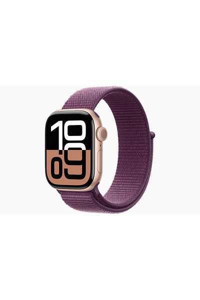 Apple Watch Series 10 GPS + Cellular 46mm Rose Gold Aluminium Case with Plum Sport Loop