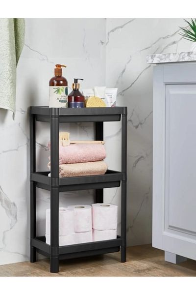 almital mobilya aksesuarları furniture accessories Vesken 3-tier Black Kitchen Bathroom Organizer Shelving Unit