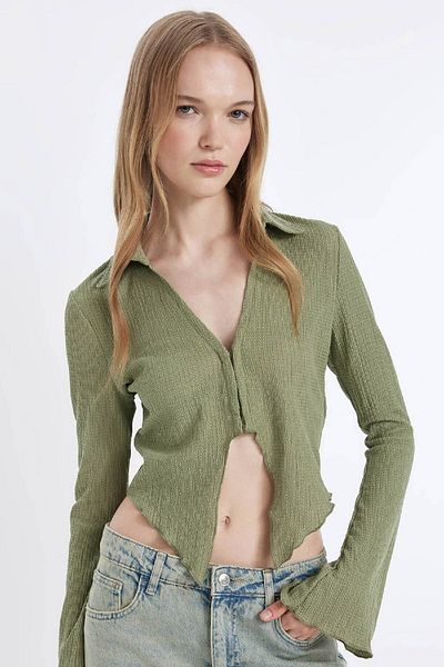 DeFacto Cool Fitted Basic - Wrap Long Sleeve Shirt C1889Ax24Au