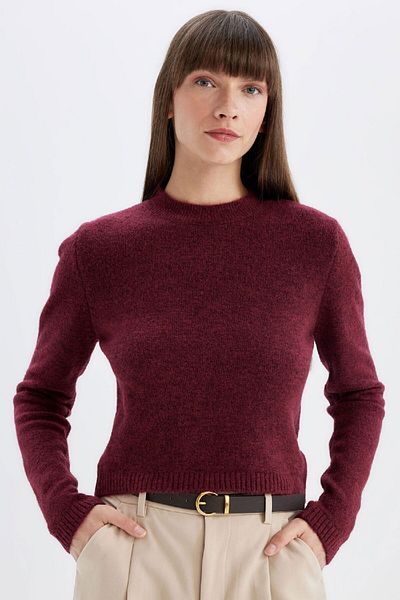 DeFacto Pulover de tricotaj cu decolteu rotund premium - Regular Fit C9047ax24wn