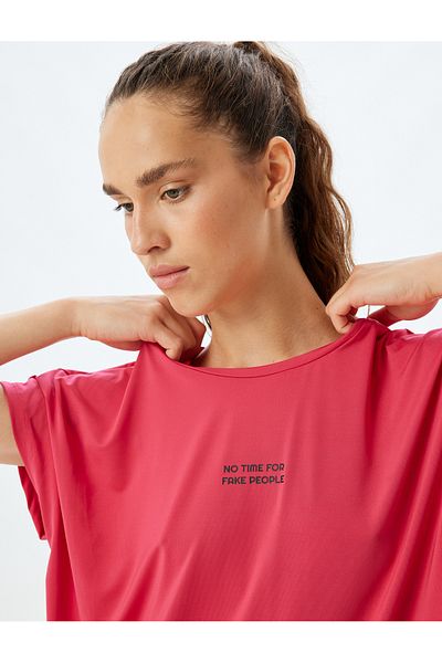 Koton Sports T-Shirt Slogan Printed Comfortable Fit Crew Neck Short Sleeve