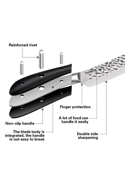 Fissman 5'' Santoku Knife Japanese Utility Knife, Stainless Steel 420J2 Hattori Hammered Series