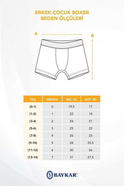 BAYKAR Erkek Çocuk Pamuklu Düz Klasik Rahat Kesim Boxer 3'lü Paket Beyaz
