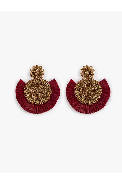 Koton Large Size Dangle Straw Earrings with Bead Detail - Koton X Melis Ağazat
