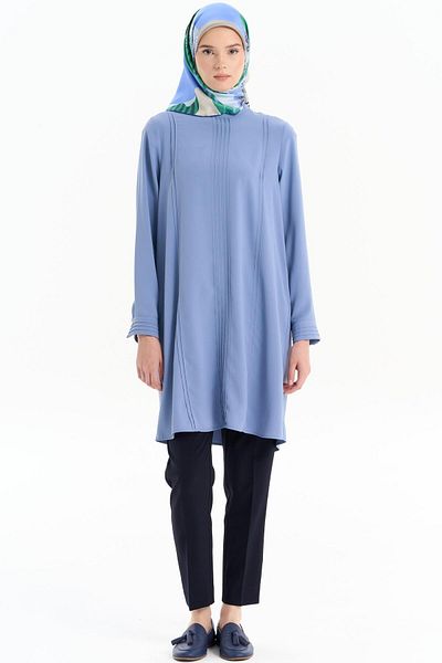 Tuğba Pantaloni de bază cu talie înaltă - bleumarin
