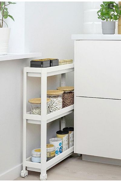 almital mobilya aksesuarları furniture accessories 3-tier Rolling vesken Shelf - Kitchen and Bathroom Shelf, Service Table Organizer (white)