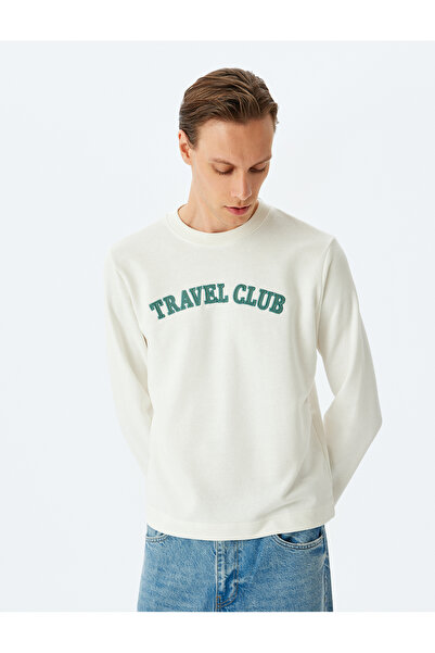 Koton Світшот з вишитим слоганом з бавовняної суміші з шиєю екіпажу