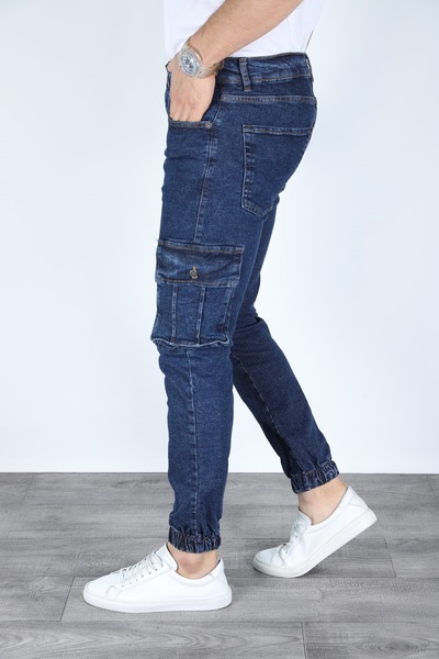 MYRAB DENİM Blugi pentru bărbați albastru deschis cu buzunare cargo