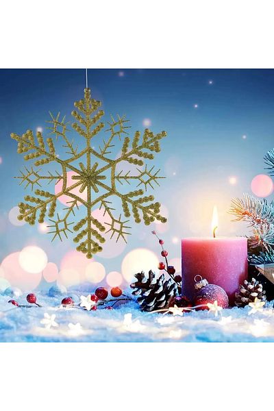 Astaş Christmas Ornament Glitter Snowflake Gold 55 Cm