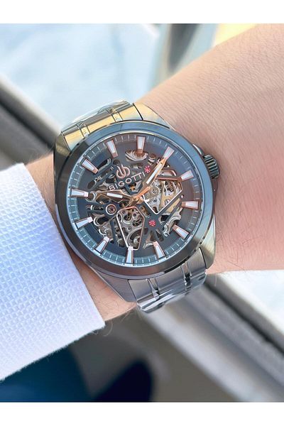 Bigotti Automatic and Wind up Case and Cord Steel 5 Atm Waterproof Men's Wristwatch Ebg.10642.X1