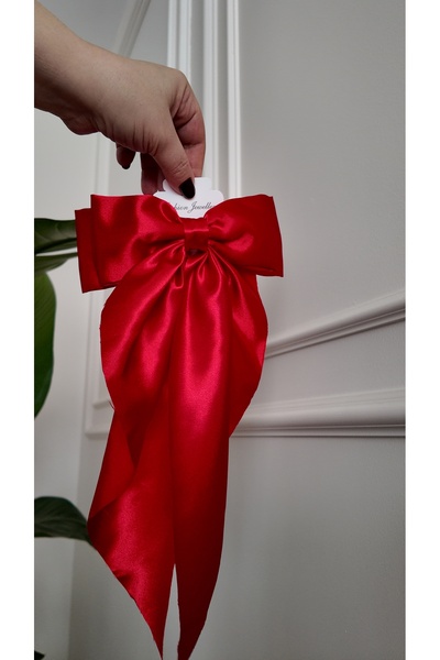 Selen Aksesuar مشبك نسائي أوتوماتيكي على شكل فيونكة من الساتان