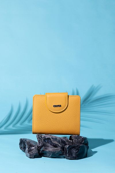 Grande 2818 Model - Genuine Leather Yellow Women's Wallet Flother